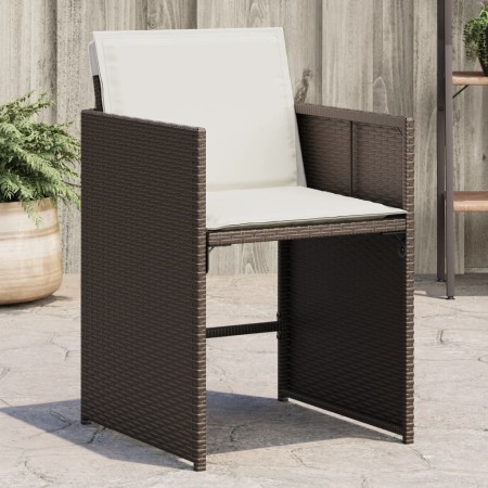 Sedie da Giardino con Cuscini 4 pz Marroni in Polyrattan