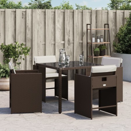 Sedie da Giardino con Cuscini 4 pz Marroni in Polyrattan