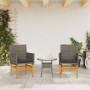 Sedie Giardino con Cuscini 2pz Grigie Polyrattan Legno Massello