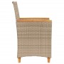Sedie Giardino con Cuscini 2 pz Beige Polyrattan Legno Massello