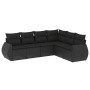 Set Divano da Giardino 6 pz con Cuscini Nero in Polyrattan