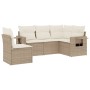 Set Divano da Giardino 5 pz con Cuscini Beige in Polyrattan