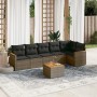 Set Divani da Giardino 7 pz con Cuscini Grigio in Polyrattan