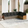 Set Divani da Giardino 7 pz con Cuscini Grigio in Polyrattan