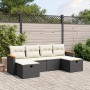 Set Divano da Giardino 6 pz con Cuscini Nero in Polyrattan