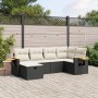 Set Divano da Giardino 6 pz con Cuscini Nero in Polyrattan