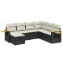 Set Divani da Giardino con Cuscini 7pz Nero Polyrattan