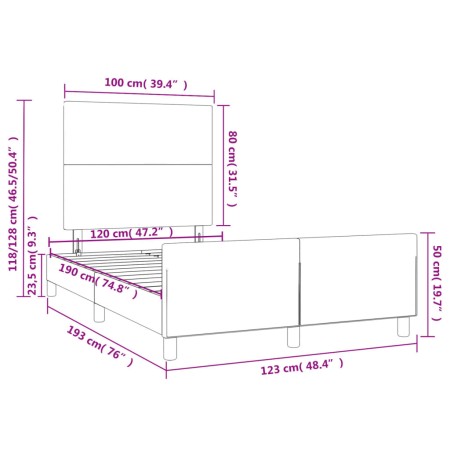 Giroletto con Testiera Marrone Scuro 120x190 cm in Tessuto