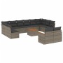 Set Divani da Giardino 13 pz con Cuscini Grigio in Polyrattan