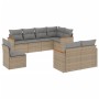 Set Divano da Giardino 8 pz con Cuscini Beige in Polyrattan