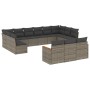 Set Divani da Giardino 13 pz con Cuscini Grigio in Polyrattan