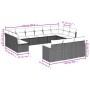 Set Divani da Giardino 13 pz con Cuscini Grigio in Polyrattan