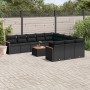 Set Divani da Giardino 12 pz con Cuscini Nero in Polyrattan