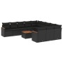 Set Divani da Giardino 12 pz con Cuscini Nero in Polyrattan