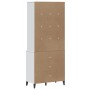 Credenza VIKEN Bianca 80x40x190 cm in Legno Massello di Pino