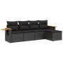 Set Divani da Giardino 5 pz con Cuscini in Polyrattan Nero