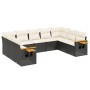 Set Divani da Giardino 9 pz con Cuscini Nero in Polyrattan