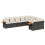 Set Divani da Giardino 9 pz con Cuscini Nero in Polyrattan