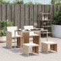 Set da Pranzo da Giardino 5 pz con Cuscini Beige in Polyrattan