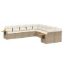 Set Divano da Giardino 10 pz con Cuscini Beige in Polyrattan