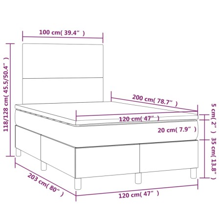 Giroletto a Molle con Materasso Grigio Scuro 120x200 cm Tessuto