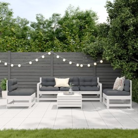 Set Salotto da Giardino 6 pz Bianco in Legno Massello di Pino