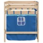 Letto a Soppalco con Tende Bambini Blu 80x200 cm Massello Pino