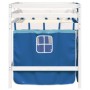 Letto a Soppalco con Tende Bambini Blu 90x200 cm Massello Pino