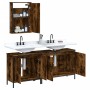 Set Mobili da Bagno 3 pz Rovere Fumo in Legno Multistrato