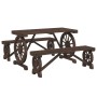 Set da Pranzo da Giardino 3 pz in Legno Massello di Abete