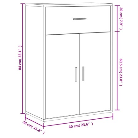 Credenza Nera 60x30x84 cm in Legno Multistrato