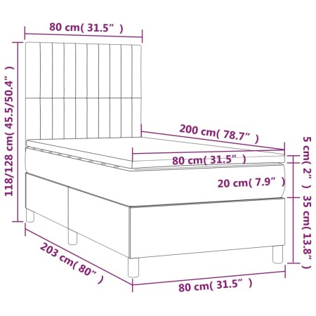 Giroletto a Molle con Materasso Grigio Scuro 80x200 cm Tessuto