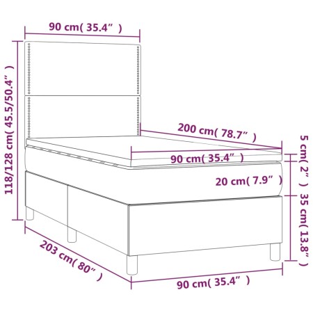 Giroletto a Molle con Materasso Grigio Scuro 90x200 cm Tessuto