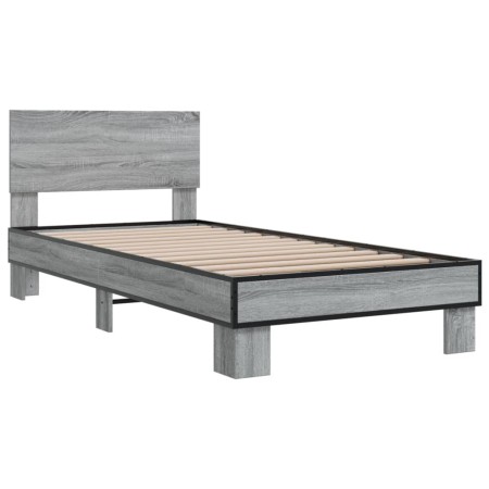 Giroletto Grigio Sonoma 90x200 cm Legno Multistrato e Metallo