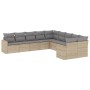 Set Divano da Giardino 10 pz con Cuscini Beige in Polyrattan