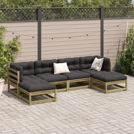 Set Divani da Giardino 6pz con Cuscini Legno Impregnato di Pino