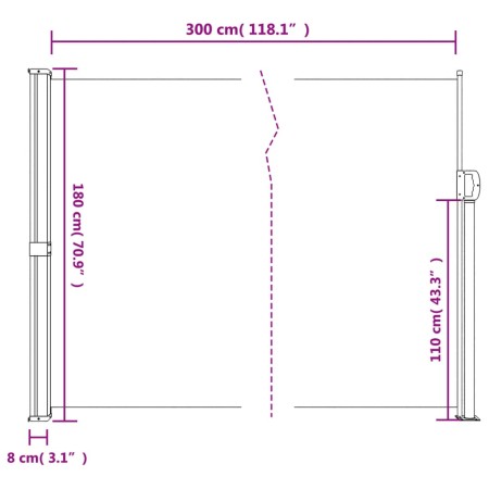 Tenda da Sole Laterale Retrattile Tortora 180x300 cm