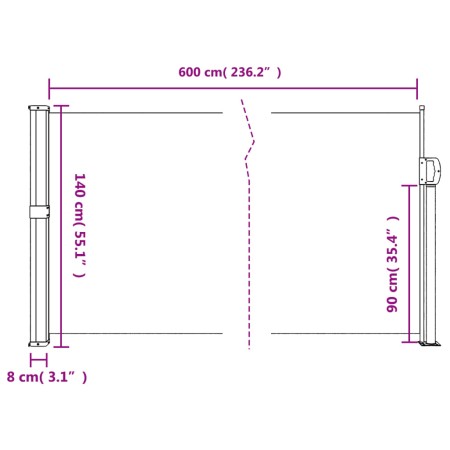 Tenda da Sole Laterale Retrattile Verde Scuro 140x600 cm