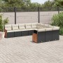 Set Divani da Giardino 11 pz con Cuscini in Polyrattan Nero