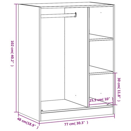 Armadio Bianco 77x48x102 cm in Legno Multistrato