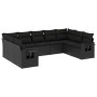 Set Divani da Giardino 9 pz con Cuscini Nero in Polyrattan