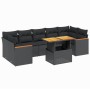 Set Divani da Giardino con Cuscini 8 pz Nero in Polyrattan