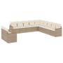 Set Divani da Giardino 11 pz con Cuscini Beige in Polyrattan