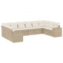 Set Divano da Giardino 10 pz con Cuscini Beige in Polyrattan