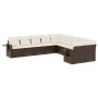 Set Divani da Giardino 10pz con Cuscini in Polyrattan Marrone