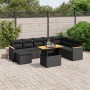 Set Divani da Giardino 9 pz con Cuscini Nero in Polyrattan