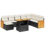 Set Divani da Giardino 9 pz con Cuscini Nero in Polyrattan