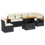 Set Divani da Giardino con Cuscini 7pz Nero Polyrattan