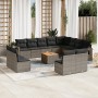 Set Divani da Giardino 13 pz con Cuscini Grigio in Polyrattan