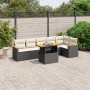 Set Divani da Giardino con Cuscini 7pz Nero Polyrattan